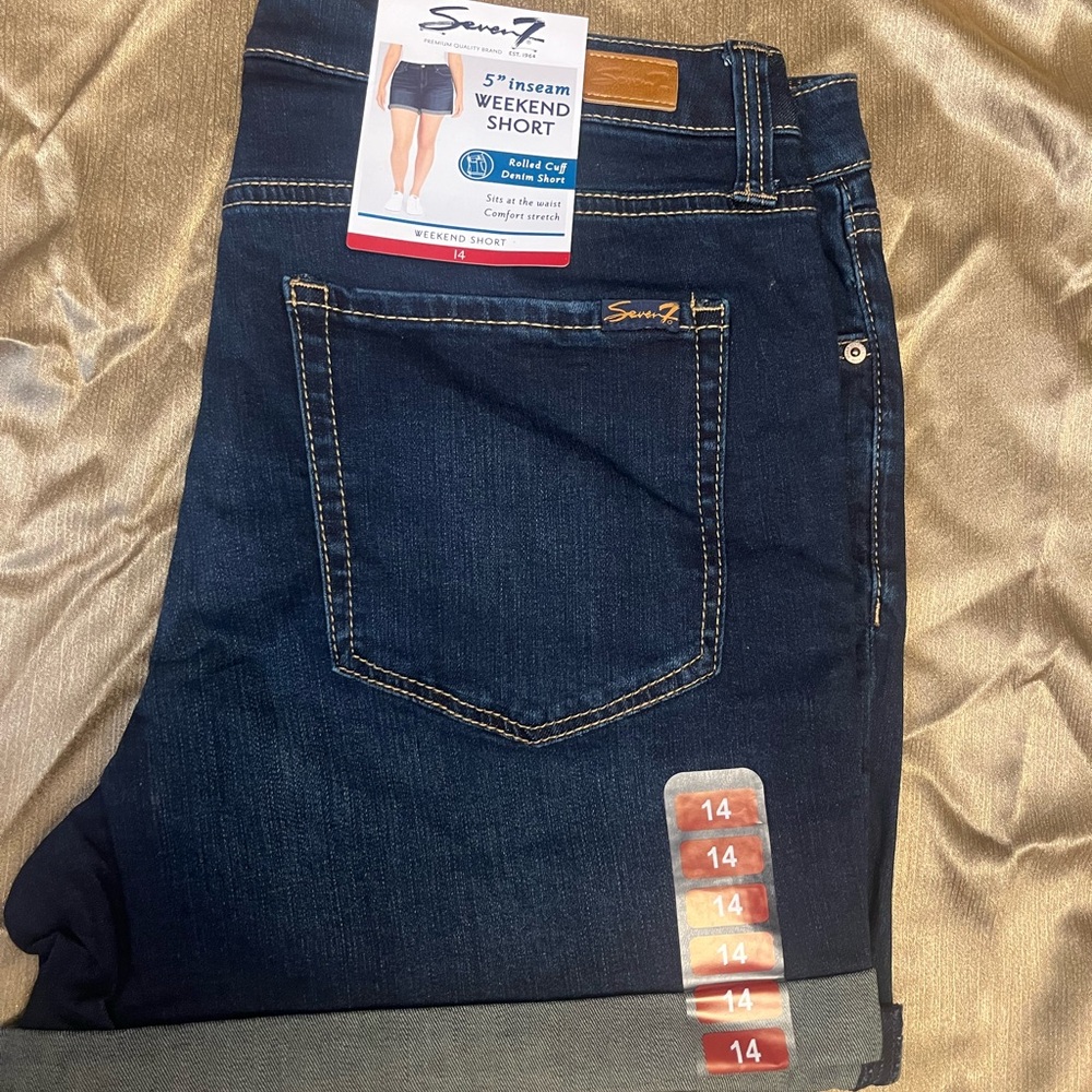 Seven7 Dark Blue Jean Shorts